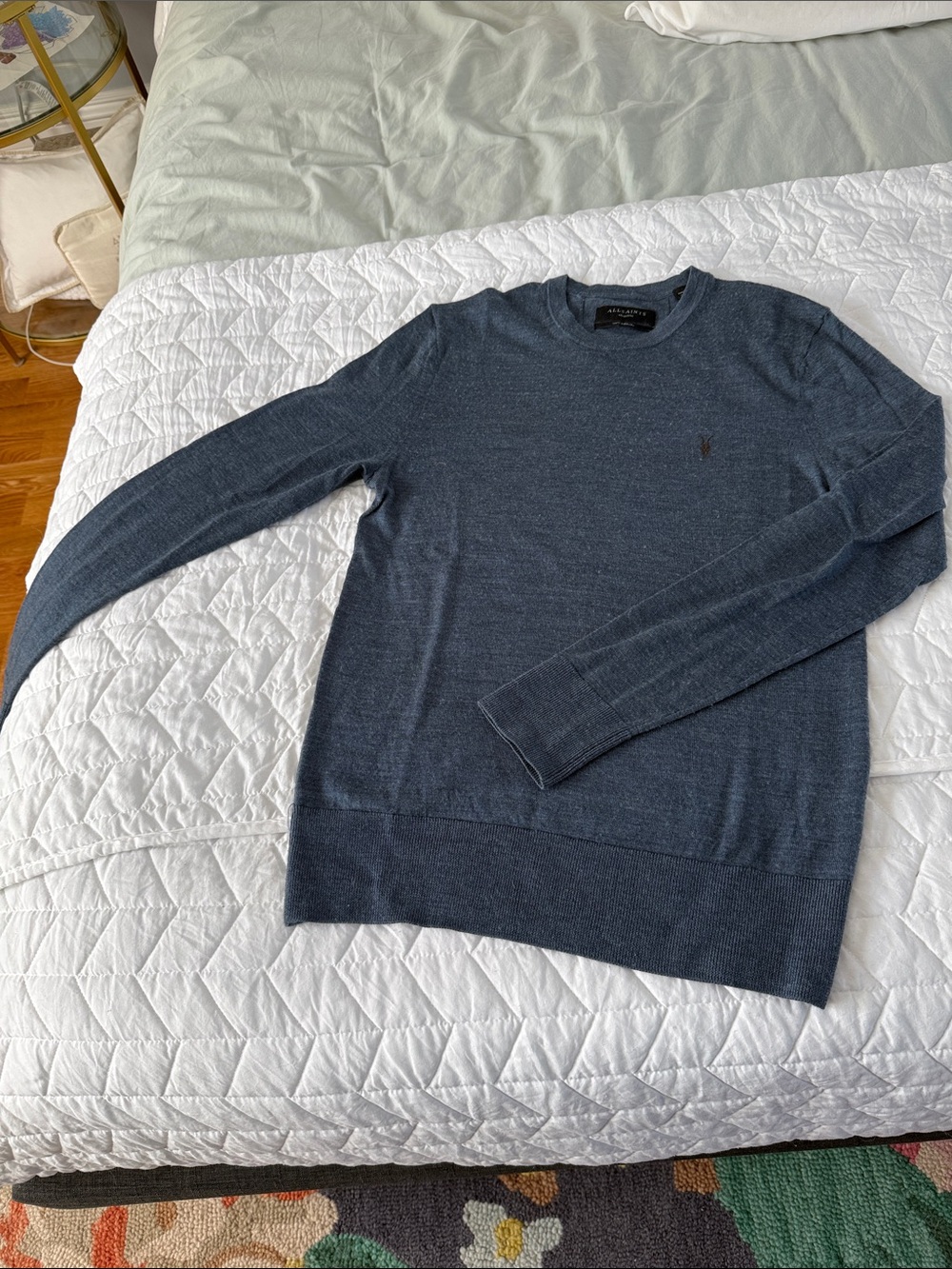 All Saints Men's Crewneck Sweater in Heather Navy